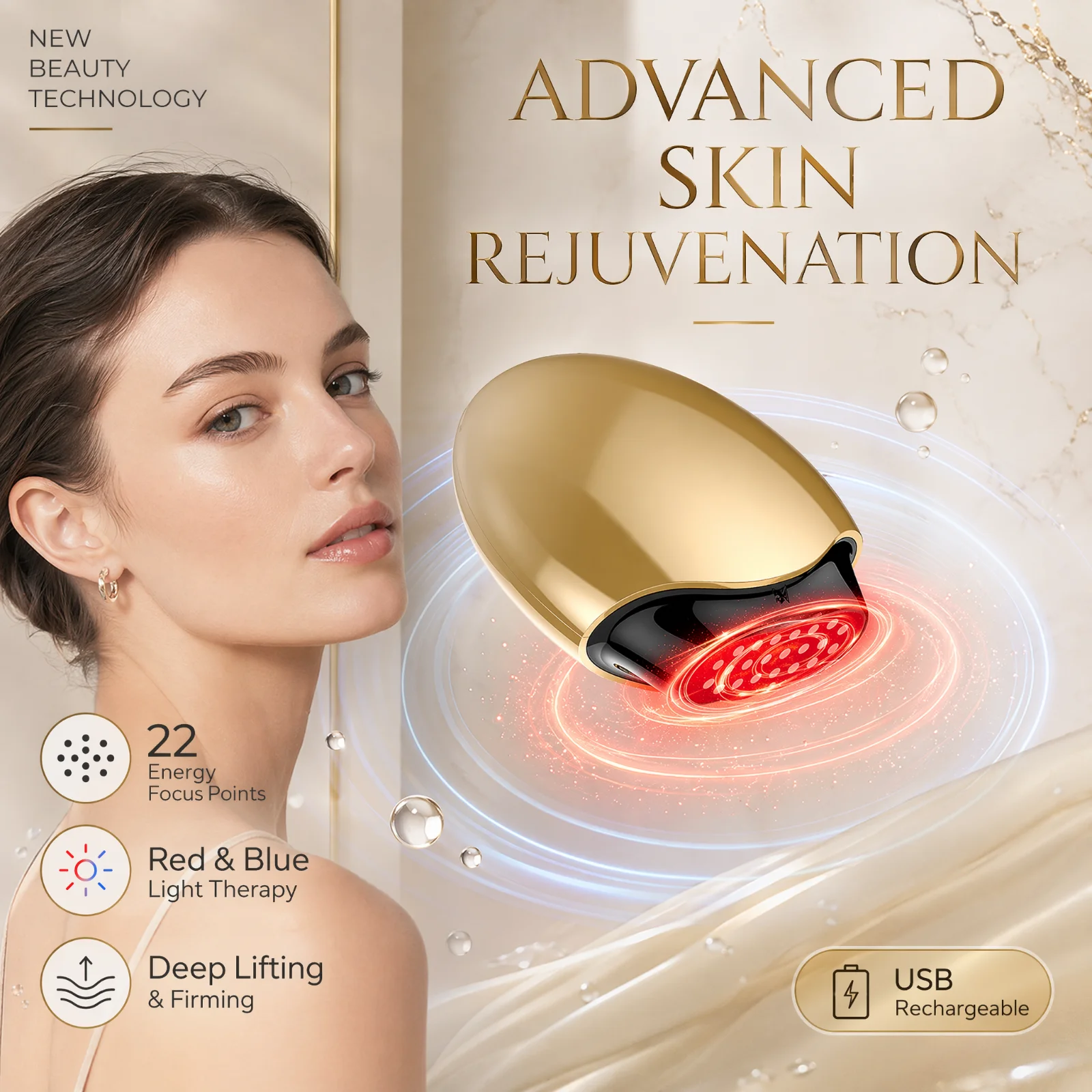 Galvanic Skin Sensor - Dispositivo de Beleza com Colágeno, Massageador